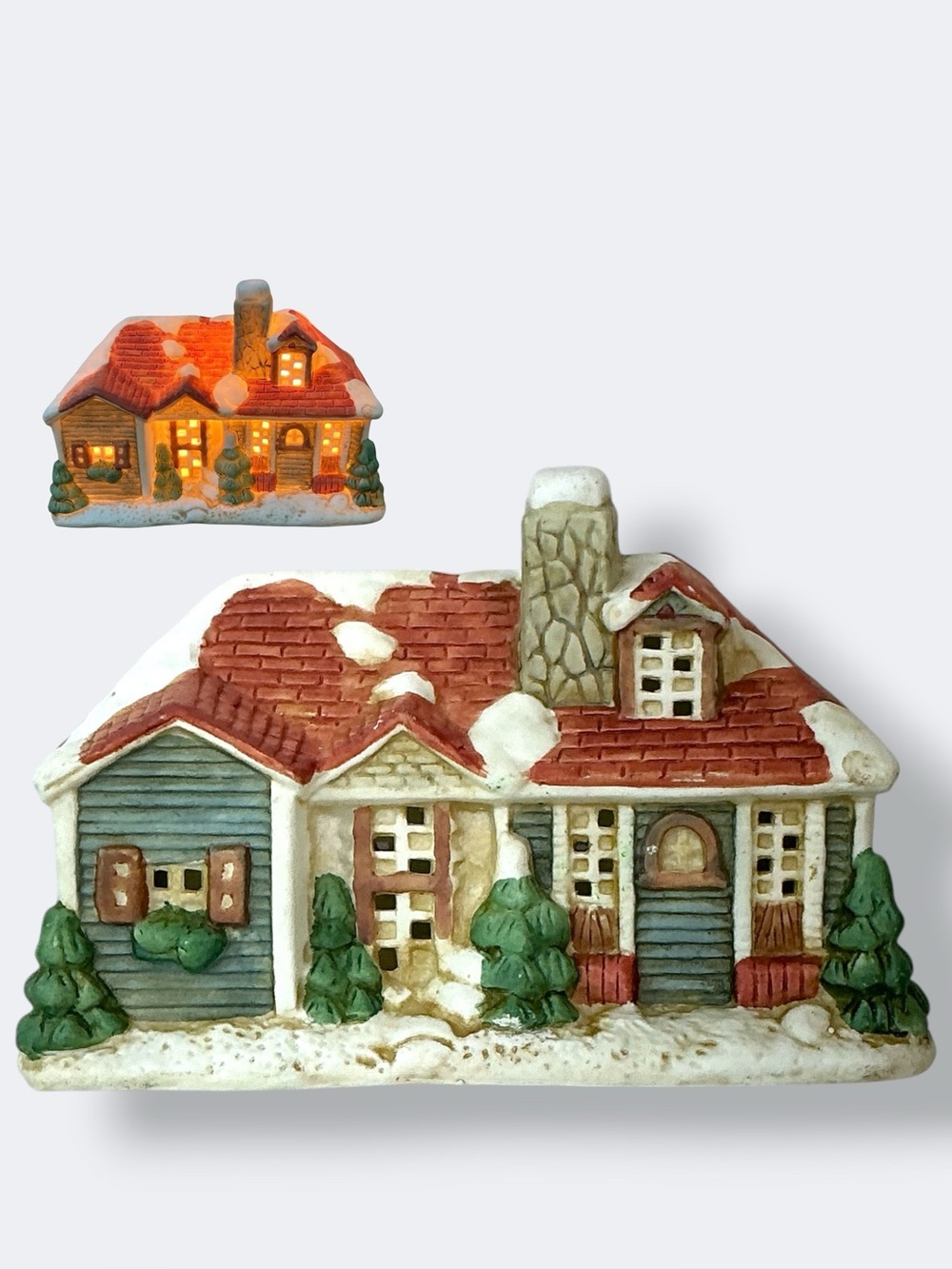 Vintage Lighted House American MCM Porcelain Hand Painted Christmas Holiday 1993